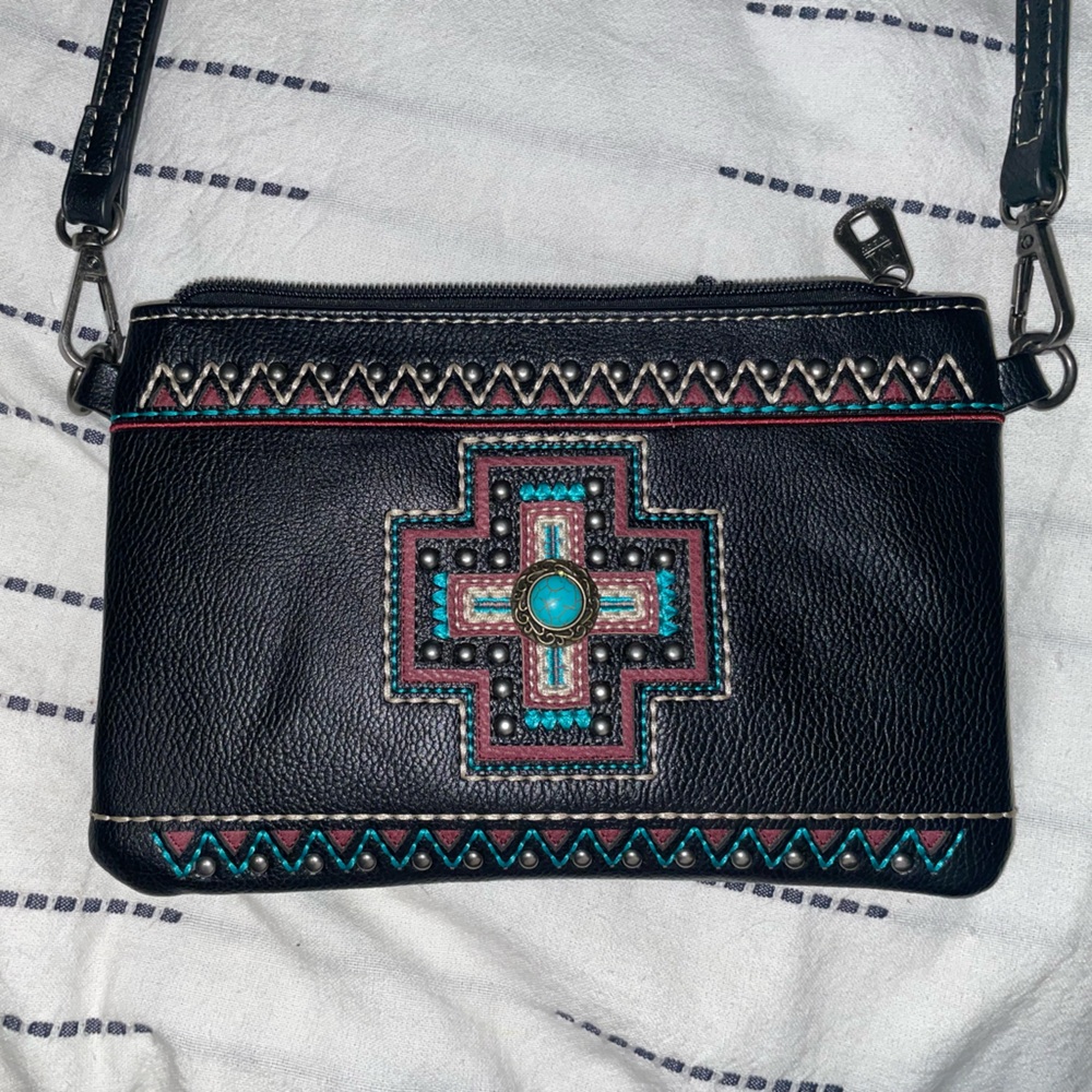 Black western cross body bag